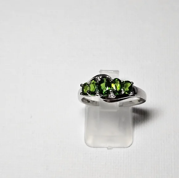 Genuine Chrome Diopside & Topaz Sterling Silver Ring Size 9.5! ✨️ - Picture 9 of 10
